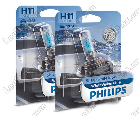 Pack de 2 lâmpadas H11 Philips WhiteVision ULTRA + Luzes de Posição - 12362WVUB1