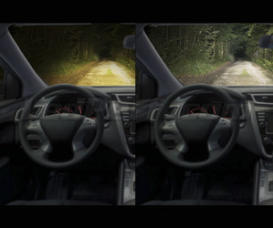 Comparação antes e após instalação das Osram H4 LED XTR, vista do habitáculo do veículo
