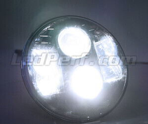 Ótica moto Full LED Cromada para farol redondo 7 polegadas - Tipo 1 Iluminação Branco puro
