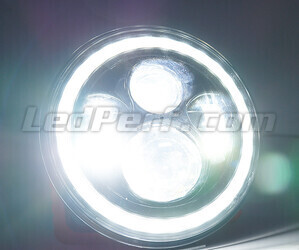 Ótica moto Full LED Cromada para farol redondo 7 polegadas - Tipo 5 Iluminação Branco puro
