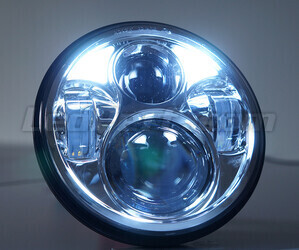 Ótica moto Full LED Cromada para farol redondo de 5.75 polegadas - Tipo 3 Luzes de circulação diurna