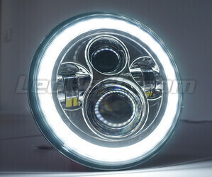 Ótica moto Full LED Preta para farol redondo 7 polegadas - Tipo 5 Angel Eye
