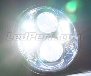 Ótica moto Full LED Preta para farol redondo de 5.75 polegadas - Tipo 2 Iluminação Branco puro