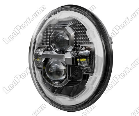 Ótica moto Full LED Preta para farol redondo 7 polegadas - Tipo 6
