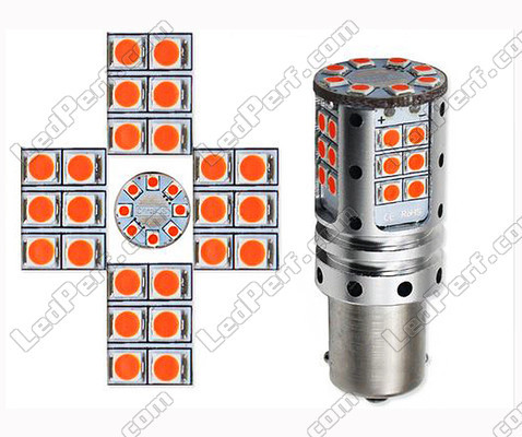 Lâmpada 7507 - 12496 - PY21W LED alta potência LEDs R5W 7507 - 12496 - PY21W P21 5W P21W LEDs Laranjas Casquilho BAU15S BA15S