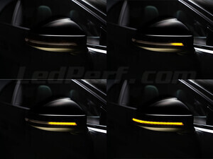 Diferentes etapas do desfile de luz dos Piscas dinâmicos Osram LEDriving® para retrovisores de Audi A3 (8V)