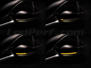 Diferentes etapas do desfile de luz dos Piscas dinâmicos Osram LEDriving® para retrovisores de Audi A4 B9