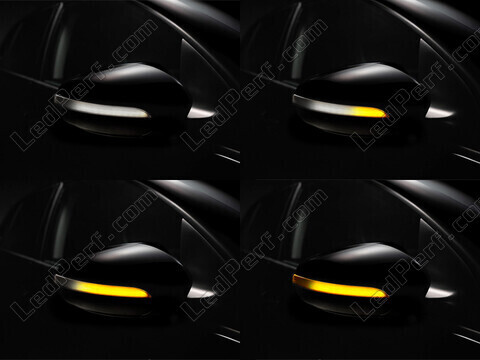 Diferentes etapas do desfile de luz dos Piscas dinâmicos Osram LEDriving® para retrovisores de Volkswagen Golf (VI)