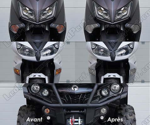 LED Piscas dianteiros Aprilia RSV 1000 Tuono (2002 - 2005) antes e depois
