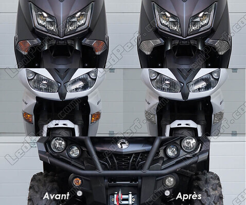 LED Piscas dianteiros CFMOTO Terralander 625 (2010 - 2014) antes e depois