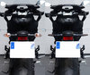 Comparativo antes e depois para a passagem dos piscas sequênciais a LED de Harley-Davidson Road King Custom 1450