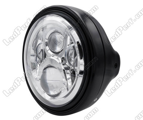 Exemplo de Farol redondo preto com ótica LED cromada Honda CB 750 Seven Fifty