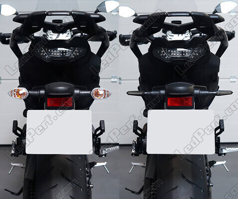 Comparativo antes e depois da instalação Piscas LED dinâmicos + luzes de stop para Indian Motorcycle Chief Dark Horse 1890 (2022 - 2023)