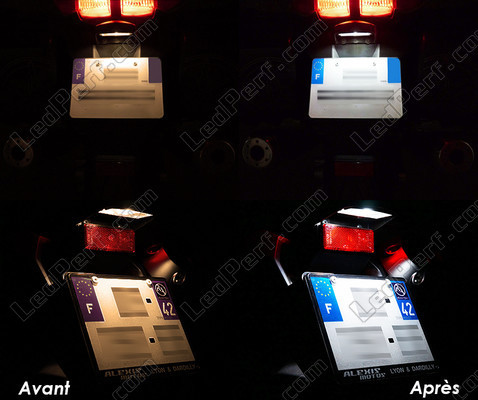 LED Chapa de matrícula antes e depois Yamaha SCR 950 Tuning
